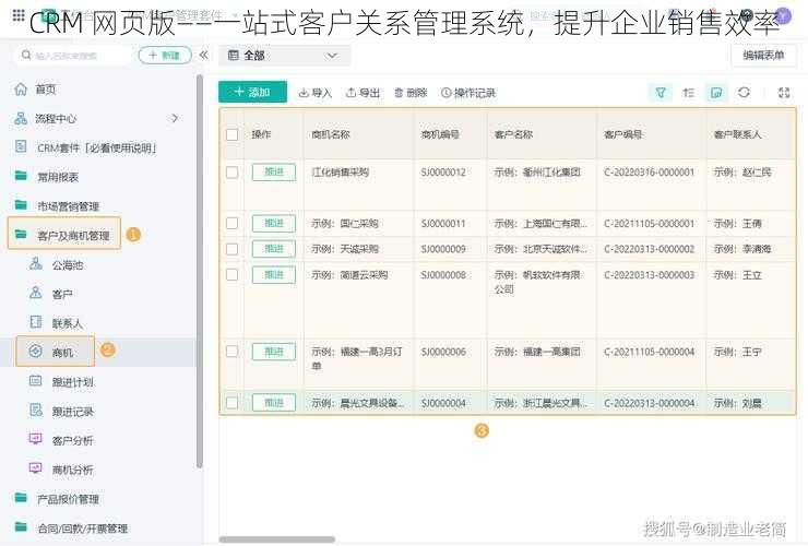 CRM 网页版——一站式客户关系管理系统，提升企业销售效率